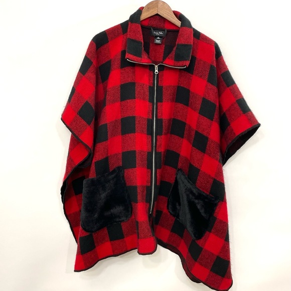 MARCUS ADLER Plaid Poncho Cape Shawl One Size Fits Most Soft - Picture 3 of 13